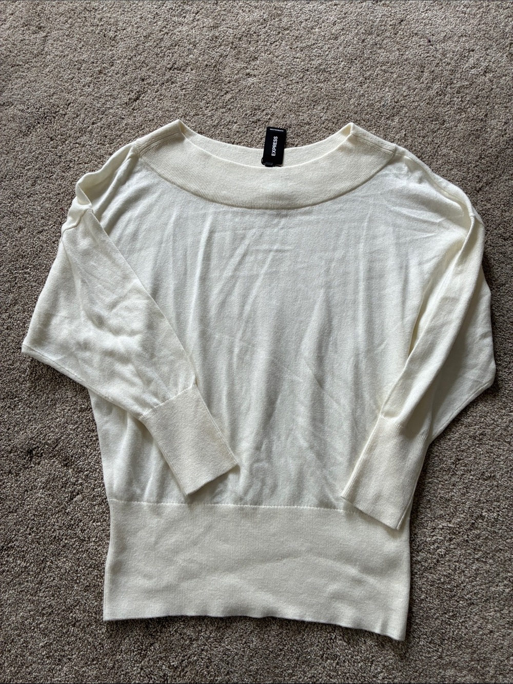 Express Cream Boatneck Lightweight Knit Sweater